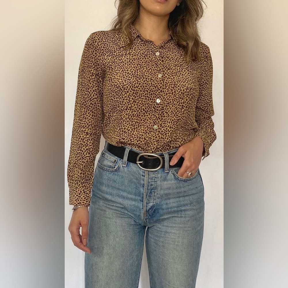 Leopard print silk blouse